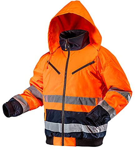 NEO TOOLS Thermo Warnschutzjacke EN 20471 Warnjacke orange Neon gelb Arbeitsjacke Warnschutz Sicherheitsjacke XXL orange