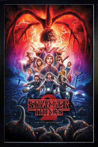 Stranger Things Poster Season 2 Collage (66x96,5 cm) gerahmt in: Rahmen schwarz