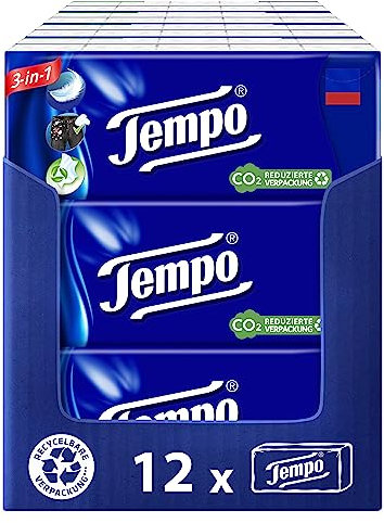 Tempo Orginal Taschentücher - Megapack - 12 Packungen mit je 10 Päckchen x 10 Tüchern - extra starke, weiche Papiertaschentücher, waschmaschinenfest
