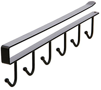 GCDN Shelf Mug Holder,Kitchen Storage Rack Cupboard Hanging Hook Hanger Storage Organizer Holder,Under Shelf Mug Holder(Black)