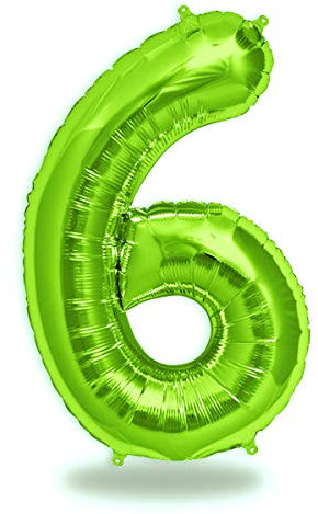 FUNXGO® folienballon zahl 6 Grün - Riesenzahl Ballon ca.100 cm - Luftballon Zahl 6 - fliegt mit Helium - zum 6. Geburtstag, Hochzeit, Jubiläum, Fest, Party Dekoration - Ballon 6 Grün