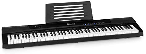 Schubert Preludio - Teclado, 88 Teclas, Curva de Velocidad Regulable, Iluminación de Teclas, Pedal de sostenido, 140 Tonos, 16 Canciones Demo, USB, Función de grabación, Aprendizaje y división, Negro