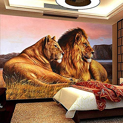 Personnalisé Photo Papier Peint Africain Prairie Lion Salon Chambre Fond Papier Peint Décor Peinture Animaux Mural papier peint 3d gris poster pierre photo salon chambre chambre enfant-350cm×256cm