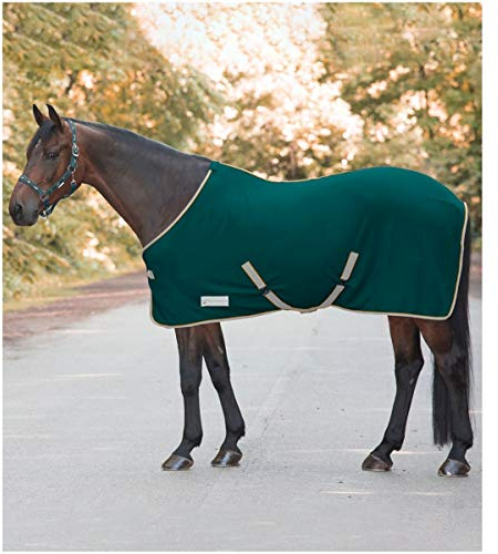 WALDHAUSEN ECONOMIC - Coperta in pile con cinghie incrociate, lunghezza schiena 125 cm, colore: Verde abete