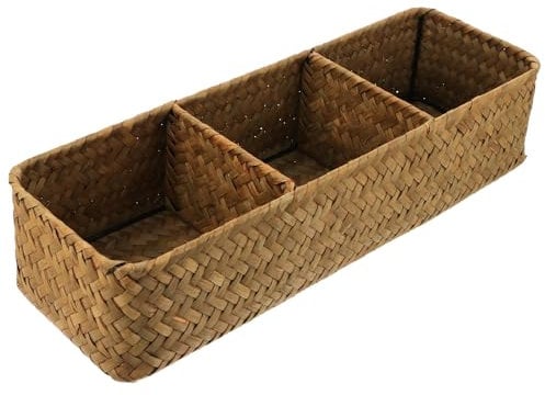 Cabilock Natürlicher Seegras Aufbewahrungskorb Badezimmer Aufbewahrungskorb für Toilette Tank Top Arbeitsplatte Organizer Wasser Hyazinthe Korb gelb