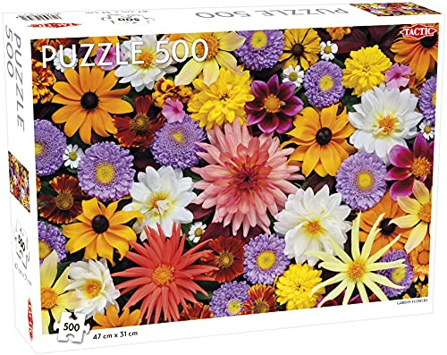 Tactic Games 56747 500 Teile Puzzle: Gartenblumen, Mehrfarbig