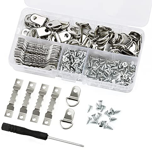 Bildaufhänger Bilderhaken Bilder Aufhängen Ohne Nagel Bilderrahmen Set mit Fachbox (251, Silber)