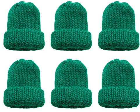 MIJOMA 6 Stück Set Eierwärmer-Strickmütze, Eiwärmer aus Strick, gestrickte Eierwärmermützen für Frühstückseier, Mini-Mütze Bastelbedarf, Geschenkidee Geburtstag Umzug Neueinzug (Dunkelgrün)