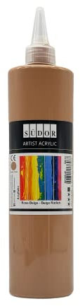 ACRYLFARBE 500 ml - Hochpigmentierte Acrylfarben. Geeignet für Acryl-Pouring. Künstler-Malfarben zum Bemalen auf Holz, Leinwand, Stein, Papier, Stoff, Metall. Wasserfest. Vegan. (Beige Rötlich)