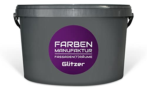 Farben Manufaktur Fassadenfarbe mit Glitzer Hausfarbe Sockelfarbe Silikonharzfarbe Glitzerfarbe 1,2,5L, Farbe: 9016 Verkehrsweiß, Größe: 5L