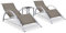 Makastle 2-er Set Sonnenliege mit Tisch Relaxliege Strandliege Gartenliege aus Aluminium und Textilene, Gartenliegestuhl Gartenstuhl für Urlaub Outdoor, 167 x 60 x 66 cm Taupe