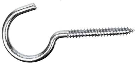 Screws City Gancio a vite aperto in acciaio zincato da 8 mm x 80 mm per montaggio a soffitto (confezione da 10)