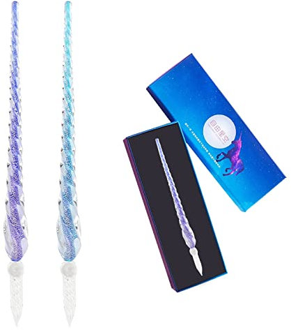 Glasstifte, Glas Dip Pen, Glas Kalligraphiestifte, Kalligraphie Stift, Bunten Tinten Glasfeder, Glasfeder, Glasstifte-Set, Für Schreiben, Zeichnen, Grußkarten, 2 Stück, Sternenfeld + Ozeanblau