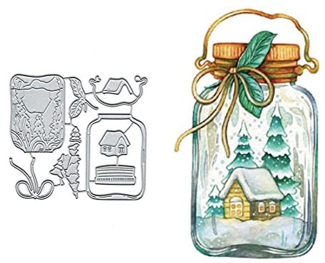 Transparent Bottle Metal Die Cuts,Bowtie Tree Flower House Card Cutting Dies Cut Stencils,DIY Craft Punch Template Embossing for Paper Album Decor