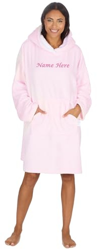Personalised Wearable Blanket Pink - Oversized Snuggle Blanket Hoodie Presents for Women Womens Oversized Hoodie Blanket with Arms Long Gift Warm Pink Fleece Loungewear