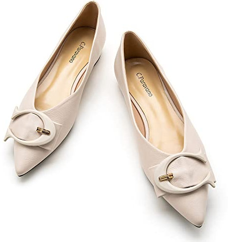 C.Paravano Flache Schuhe für Damen | Ballettschuhe | Niedrige Absätze | Schlupfschuhe (39, Weiß)