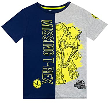 Jurassic World Jungen Dinosaurier T-Rex T-Shirt kurzärmelige Oberteil für Kinder Blau 140