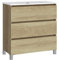 Baikal, Conjunto de baño Natura. Mueble de Baño de Fondo Reducido, con Lavabo cerámico. Distribución Tres Cajones. Mueble MONTADO. Tres Cajones sin Espejo. Fondo 36cm 80 cm Nature