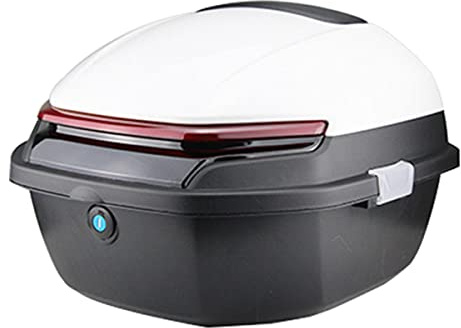 Wnanch Topcase Motorradkoffer - 50 Liter Top Case Universell Für Roller Passend Für 1 Helme, Wasserdicht, Mit Reflektierend (Color : Weiß)