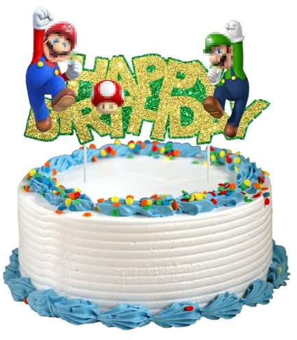 ZAZOOT Super Mario Toppers, Mario Cake Decoration, Super Mario Cupcake Toppers, Super Mario Kuchen Deko, Super Mario Geburtstag Deko, Cartoons Kuchen Topper,Mario Cake Decoration