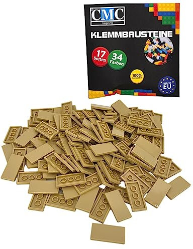 50 x Klemmbausteine Fliesen Tiles Bausteine 2x4 Noppen Kompatibel 34 Farben freie Farbenwahl (094 - Beige)