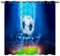 YUANZU Fußball Sportfeld Vorhänge Blaue 3D Muster Ösen Gardinen mit Blickdichte Thermo Vorhang Kälteschutz Blackout Curtain Kinderzimmer Schlafzimmer Verdunkelung Fenster, 2 Stück, H 175 x B 140 cm