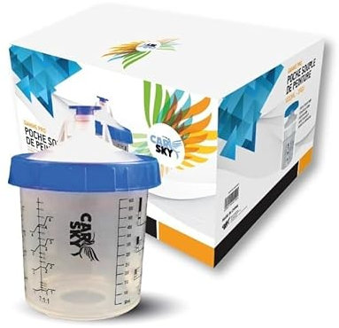 CARSKY Poche Peinture jetable 400ml 125µ Sky Pock avec Godet et Bague de Serrage kit de 50