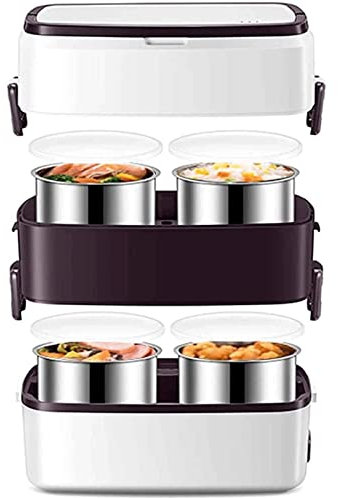TEmkin Boîte à Lunch électrique à 2 Niveaux, boîte à Lunch Auto-chauffante pour Voiture, Maison et Bureau, Chauffe-Aliments avec Bol en Acier Inoxydable 4 * 0,5 L amélioré