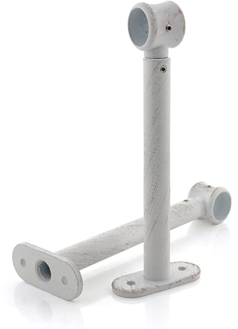 GIRASOLE HOME Support réglable de 165 mm de long pour tige 2 pièces en aluminium résistant pour bâtons de diamètre de 18 à 20 mm (blanc et or)