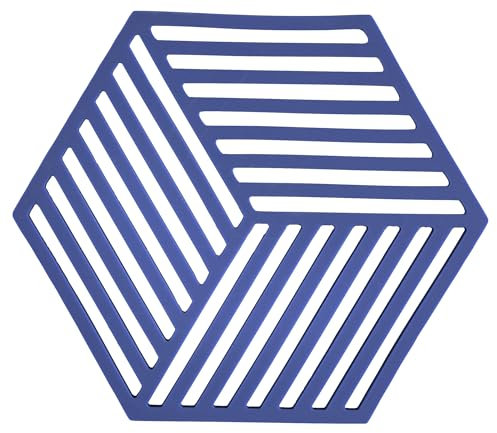 Zone Denmark Hexagon Topfuntersetzer Hitzebeständig, Silikon Untersetzer, Praktische und Dekorative Topf-Untersetzer, Spülmaschinenfest, 16 x 14 cm, Indigo