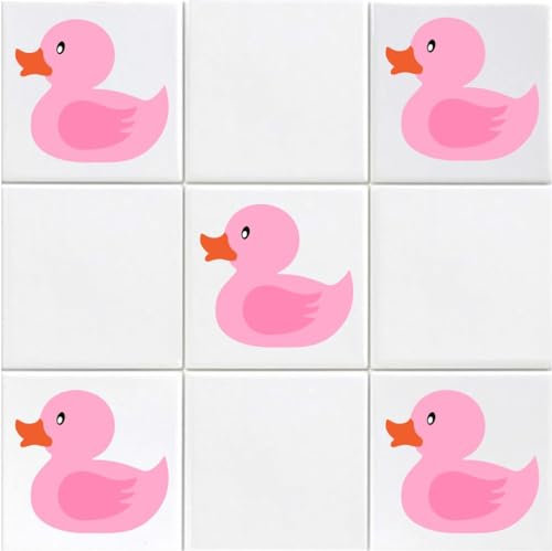 Rubber Ducks Pack of 15 Pink Vinyl Tile Stickers Bathroom