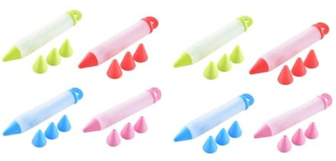 TOPBATHY 32 Pièces Stylo Passepoil Stylo à pâtisserie Chocolat Gourmand Buses crème au Beurre décor Pompe à crème Outil de Cuisson en Silicone gâteau Positionner cuillère à Dessert Rouge