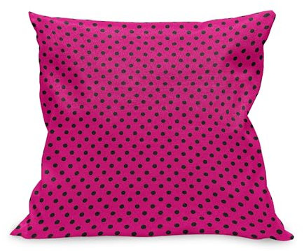 ABAKUHAUS Hot Pink Kissenbezug, Pop-Art inspirierte Design Retro-Muster von schwarzen Tupfen klassisch beschmutzt, Kissenhülle mit Reißverschluss Beidseitiger Druck, 40 x 40 cm, Hot Pink Schwarz