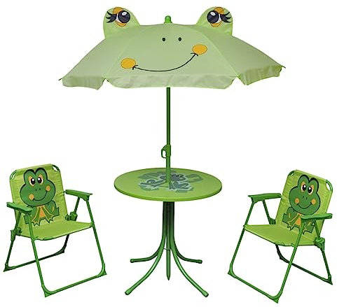 QZZCED Set di mobili da giardino Set per Relax Esterno Set Mobili da Esterno Set Salotto da Giardino Set da Bistrot da Giardino per Bambini con Ombrellone Verde Adatto a terrazze, giardini e balconi