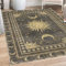 ABAKUHAUS Sonne und Mond Dekorativer Teppich, Boho-Okkult Halbmond, Hochwertiger Flächenteppich für Schlafzimmer und Wohnzimmer, 157x229 cm, Anthrazit grau