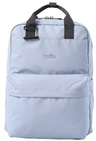 TOTTO - Mochila para Ordenador Portátil de 14 Pulgadas, Modelo Billy, Compartimento Principal y Bolsillos Delanteros, Bolsillo Botella, Bolsillo Secreto, Gancho para Colgar, Color Halogen Blue