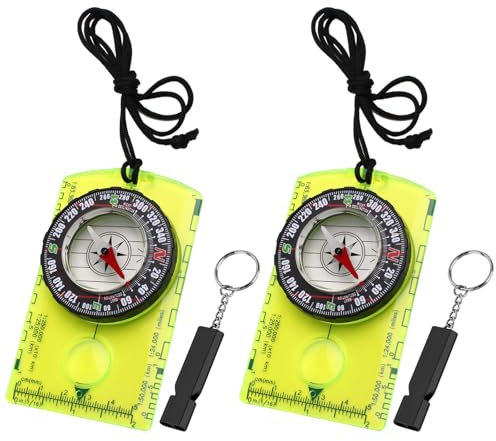 DBAILY Kompass Mit Notfallpfeife, Outdoor Und Kinder Compass Mit Floureszierendem Reflektierendem Lanyard - Leichte Zuverlässige Outdoor-Überlebensausrüstung
