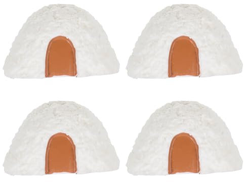 Amosfun 4 Stück Iglu-Figur Spielzeug Mini-Iglu-Eishaus-Modell Spielset Polar-Thema Kuchendekoration Polar-Ornamente Winter-Feengarten-Zubehör