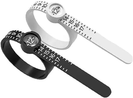 Lot de 2 couteaux de taille de bague - Mesureur de doigt - Outil de mesure de la taille de la bague - Outil de mesure de la taille de la bague - Mètre ruban réglable avec tailles américaines - Pour la