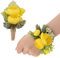 URROMA Ansteckblumen-Set mit gelben Rosenknospen, für Handgelenk, künstliche Handblumen und Knopflochblumen, Set für Heimkehr, Abschlussfeier, Abschlussball, Brautschmuck, Hochzeit, Party, 2 Stück