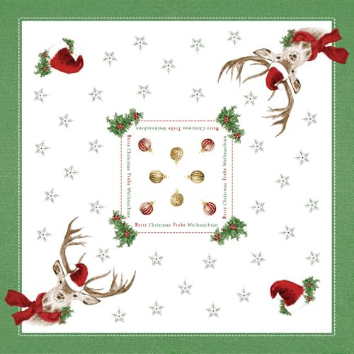 Mank Airlaid Tischdecke Janosch 80 x 80 cm 20 Stück – Premium Einweg-Tischdecke für Festliche Anlässe, Weihnachten Weihnachtstischdecke