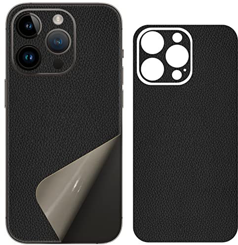 SUKIDIOVQ for iPhone 16 Pro Skin Wrap Phone Sticker Leather Strip 3M Ultra Thin Slim Ultralight Decal Glass Protector Film Protective for Black Side Camera Frame Black
