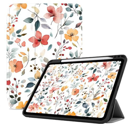 Hülle Für iPad mini 6, 2021 8,3 Zoll Hülle Mit Stifthalter, Unterstützt Auto Sleep/Wake, Weiche TPU-Rückseite Schutzhülle Für iPad mini 6Th (2021), Aquarell Einfache Blumen