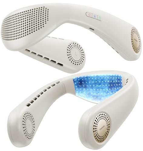 TORRAS COOLiFY Air 2025 Upgraded Neck Fan Air Conditioner, Ultra-Light Portable Fan Rechargeable, Personal Cooling Neck with 3 Modes Fan/Cooler/Heat for Travel, Camping, Outdoor, White