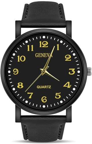 OFFCUP Armbanduhr Herren, Analog Quarz Uhr für Herren Uhren, Herrenuhr mit Lederarmband, Minimalist Uhr für Männer mit Großem Zifferblatt, Klassische Herren Business Uhr Leicht zu Lesen