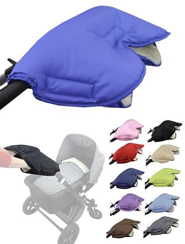 BAMBINIWELT Handmuff mit Lammwolle – warmer Handwärmer für Kinderwagen, Buggy & Radanhänger – wasserfest, winddicht & waschbar – Universalgröße, ideal für Winterspaziergänge, Farbe: blau