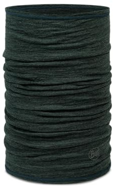 Buff Lightweight Merino Wool Neck Gaiter, 100% Ethically Sourced Wool, Versatile, Temperature Regulating Face Mask, Multistripes Forest, Adult Size