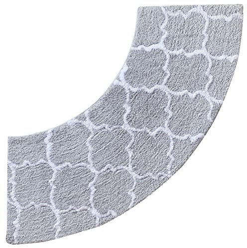 Tapis de douche incurvé, doux et moelleux, antidérapant, lavable en machine, pour douche ronde, beige, 45 x 143 cm