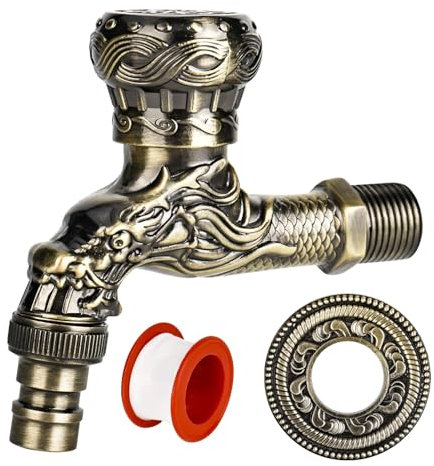 Trendecor Garten Wasserhahn 1/2 Zoll Nostalgie Vintage Wasserhahn aus Messing rost,Wasserkran mit Rollendichtband für Zuhause, Küche, Badezimmer, Garten im Freien