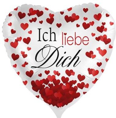 Folienballon Ich liebe Dich Ballon Deko Valentine Heiratsantrag Verlobung Geschenk Hochzeit Liebeserklärung Hochzeitstag Rote Herzen, Made in EU
